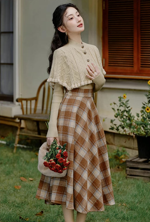 Toasted Marshmallow Sweater & Skirt Set (Khaki)