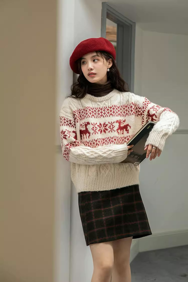 Reindeer Fair Isle Sweater (Cream)