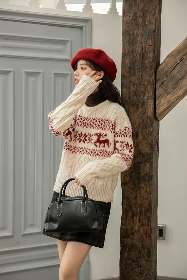 Reindeer Fair Isle Sweater (Cream)