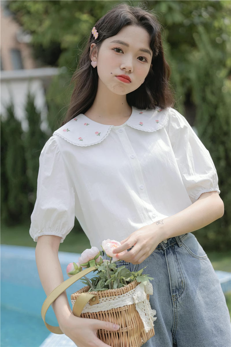 Budding Blossoms Short Sleeve Blouse (2 Colors)