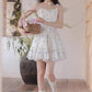 Sweet Floral Mini Dress (White/Purple)