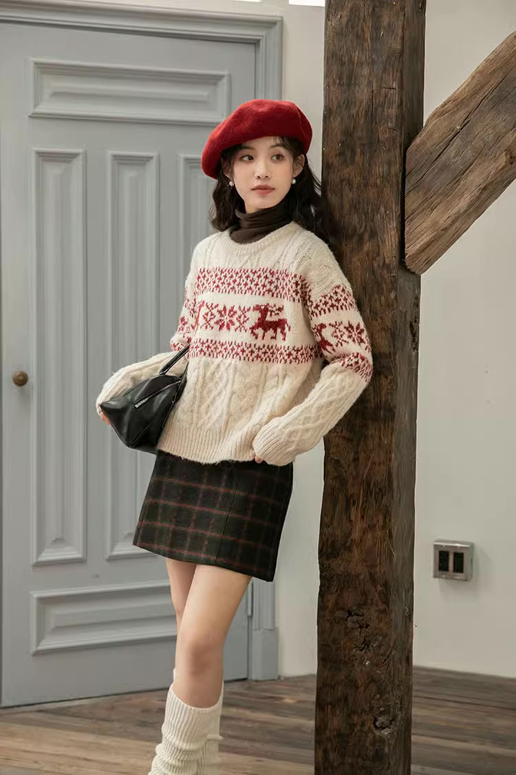 Reindeer Fair Isle Sweater (Cream)