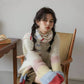 Rainbow Stripe Sleeves Sweater (White)