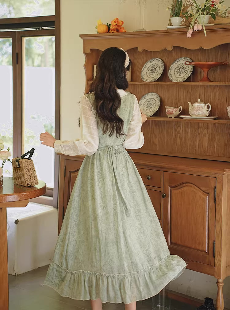 Grapevine Twofer Midi Dress (Green)