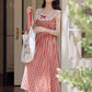 Picnic Plaid Sleeveless Midi Dress (Red)