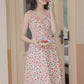 Camellia Smocked Midi Dress (Cream/Red)