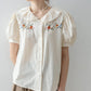 Falling Florals Short Sleeve Blouse (Cream)