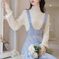 Frozen Sweater & Suspender Skirt Set (Blue/White)