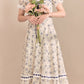 Porcelain Rose Lace Up Midi Dress (White/Blue)