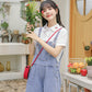 Rosy Days Embroidered Short Overalls (Light Denim)