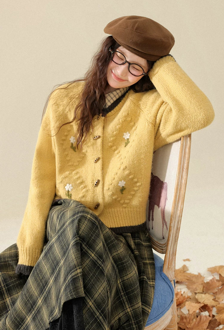 Gingko Flower Cardigan (Yellow)