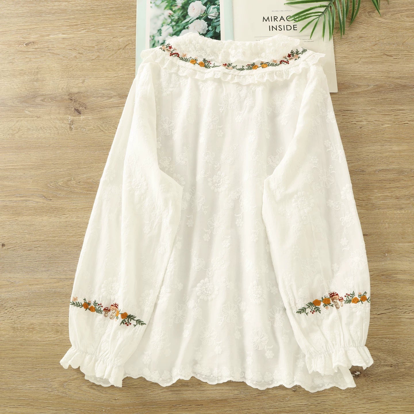 Forest Floor Embroidered Blouse (2 Colors)