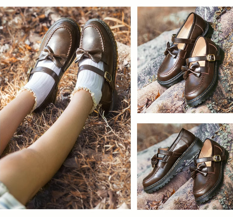 Vintage Bow Strap Loafers (2 Colors)