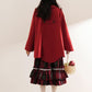 Red Riding Hood Plaid Midi Dress & Capelet (Red)