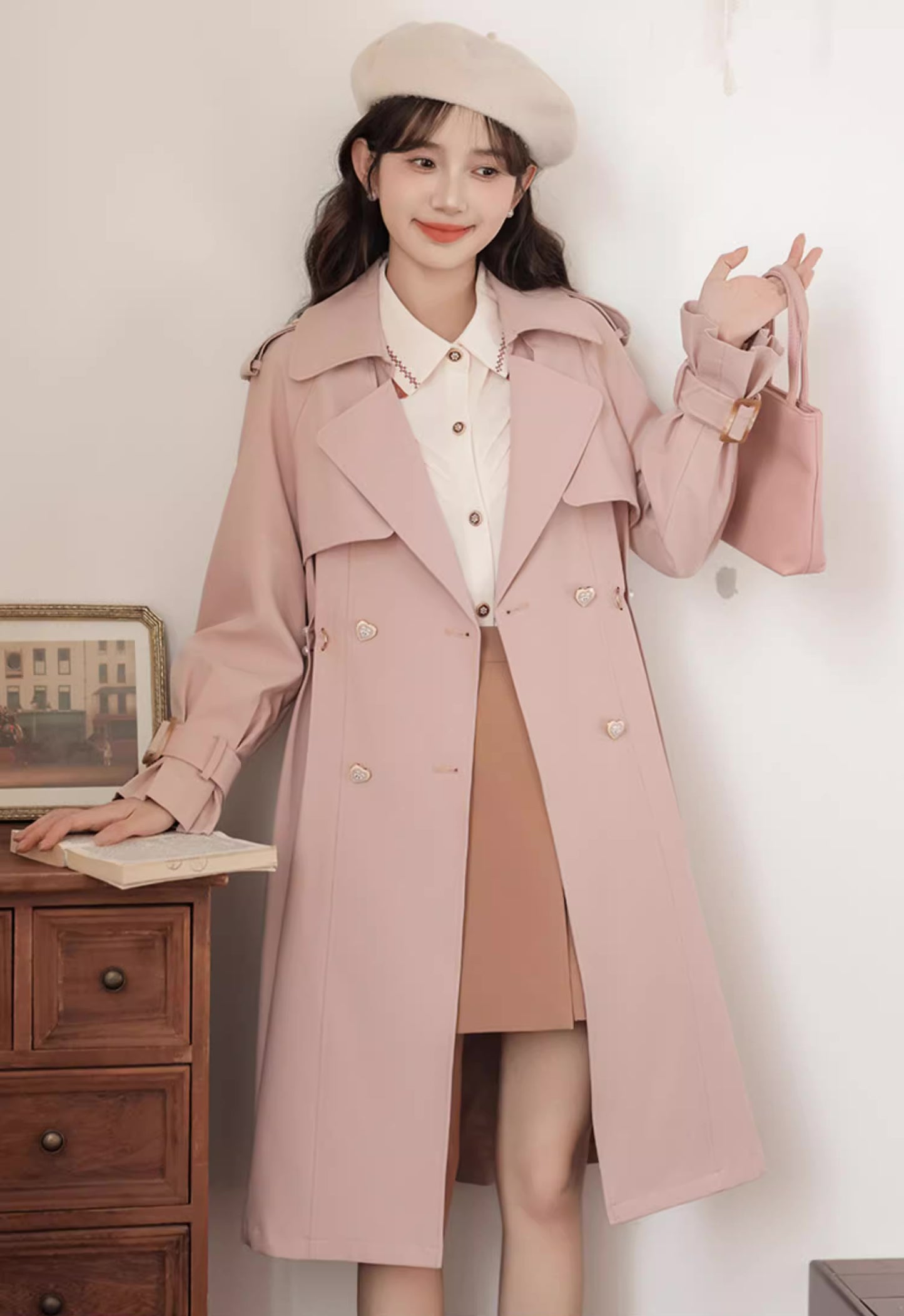 Sweet Heart Trench Coat (Pink)