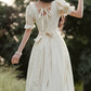 Cottage Flower Midi Dress (Cream)