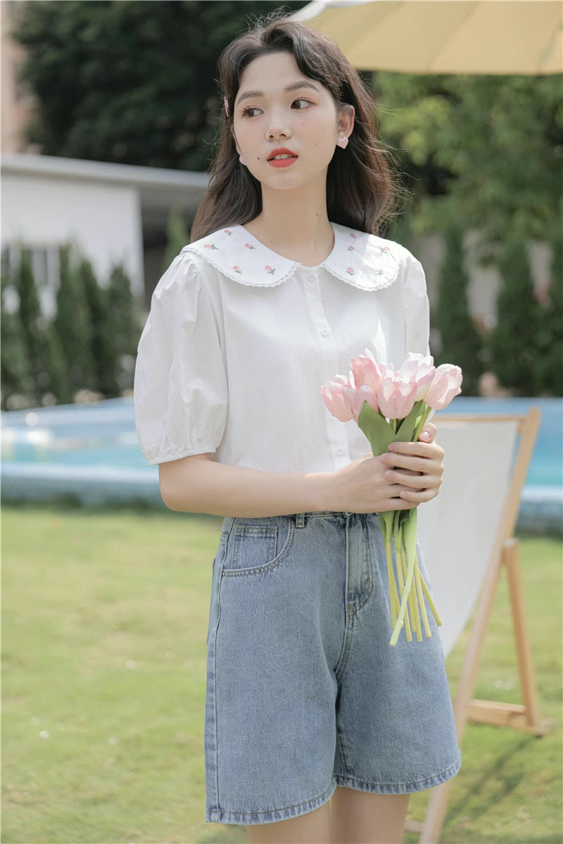 Budding Blossoms Short Sleeve Blouse (2 Colors)