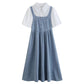 Denim Twofer Midi Dress (Medium Blue)