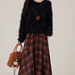 Bookshop Plaid Midi Skirt (Red/Khaki)