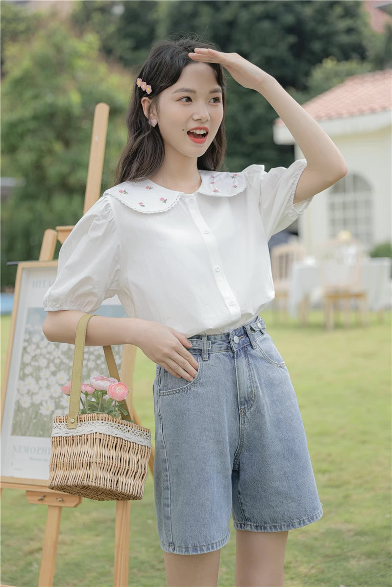 Budding Blossoms Short Sleeve Blouse (2 Colors)
