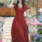 Ditsy Floral Maxi Dress (Red)