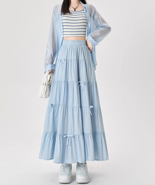 Tiered Bows Midi Skirt (5 Colors)