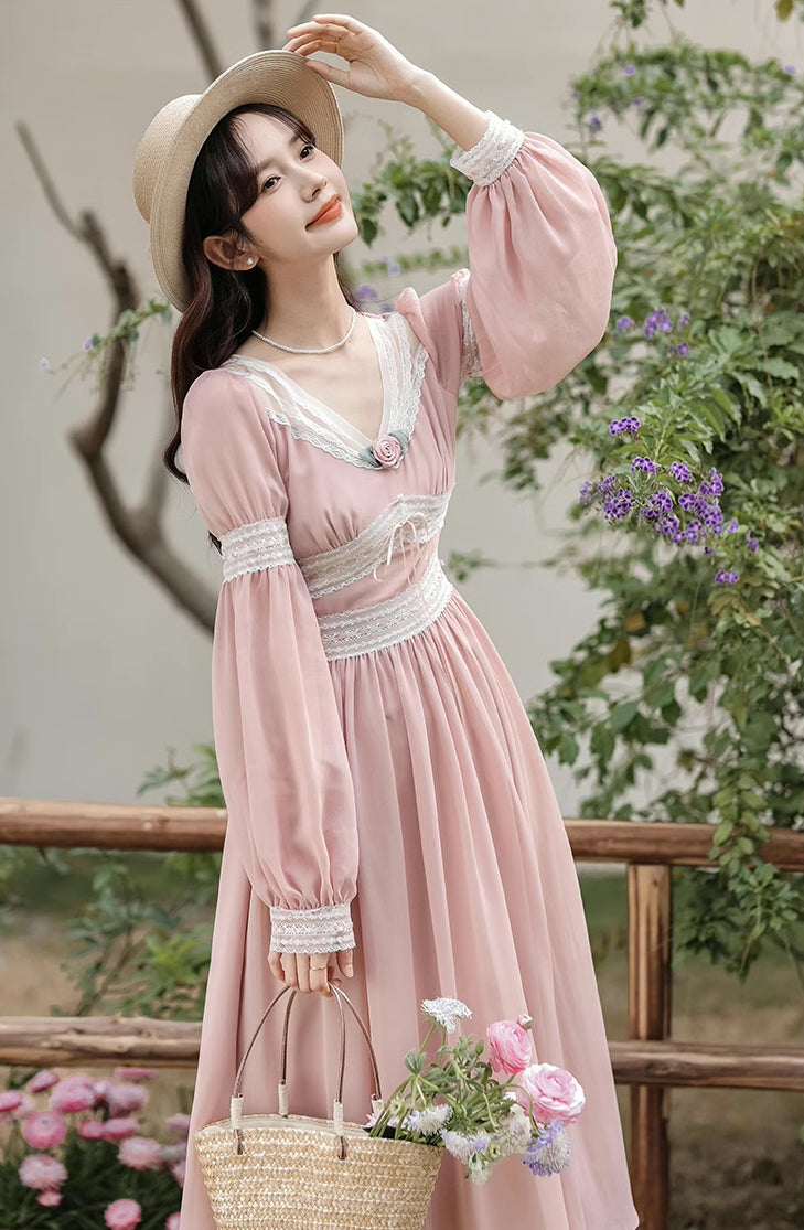 Rose Fairy Midi Dress (Pink)