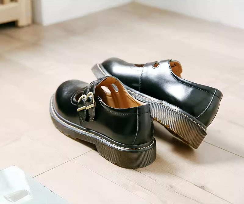 Double Buckle Mary Jane Brogues (2 Colors)