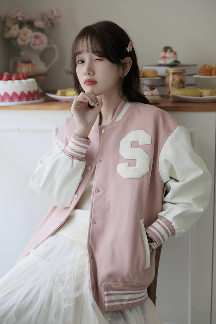 Pink baseball outlet jacket