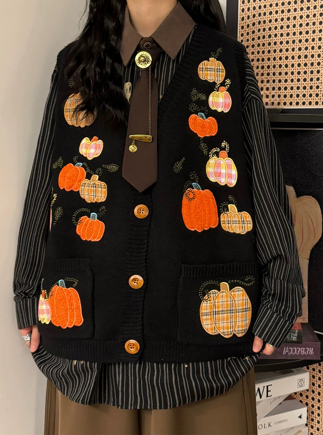 Pumpkin Patch Sweater Vest (Black)