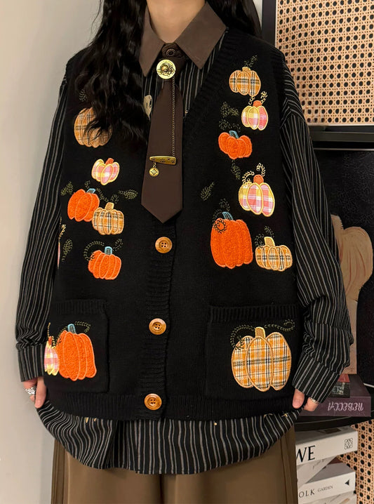 Pumpkin Patch Sweater Vest (Black)