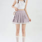 Bow Lace Pleated Mini Skirt (7 Colors)