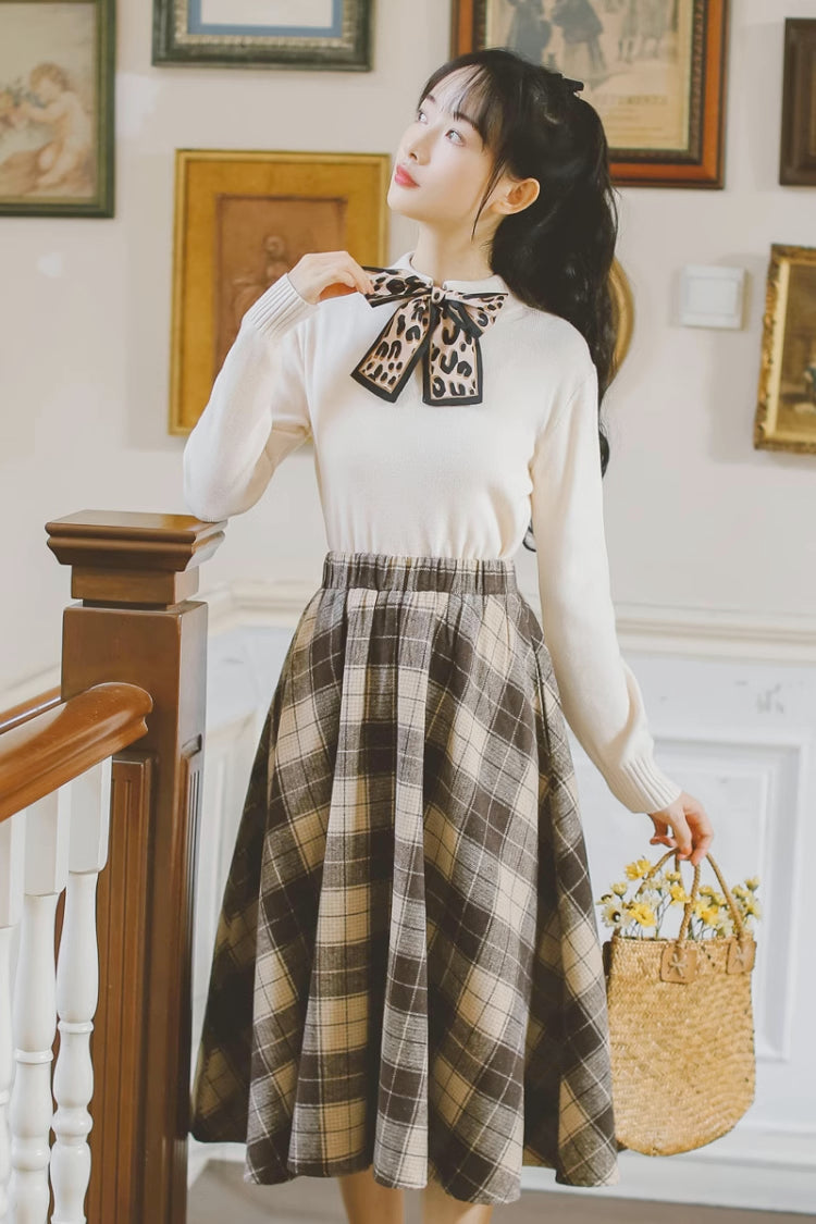 Tartan Plaid Circle Midi Skirt (3 Colors)