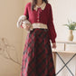 Merry Plaid Midi Skirt (Red)