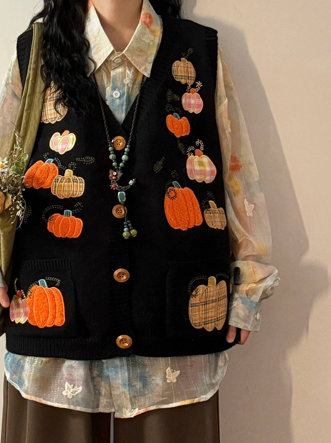 Pumpkin Patch Sweater Vest (Black)