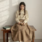 Asymmetrical Round Collar Blouse (Beige)