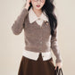 Faux Layered Cardigan (Khaki)