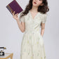 Dried Flowers Midi Shirt Dress (Cream)