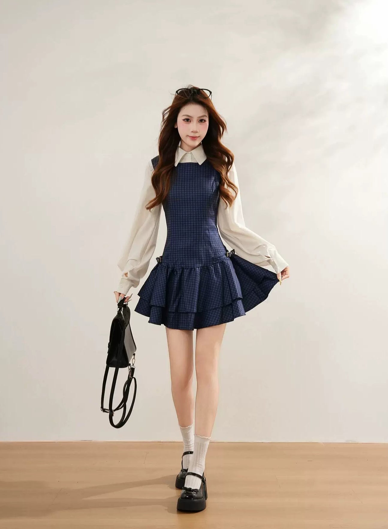 Prep Plaid Mini Dress & Blouse (2 Colors)
