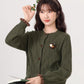 Braided Round Neck Cardigan (Olive)