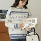 Embroidered Floral Fair Isle Sweater (Off-White)