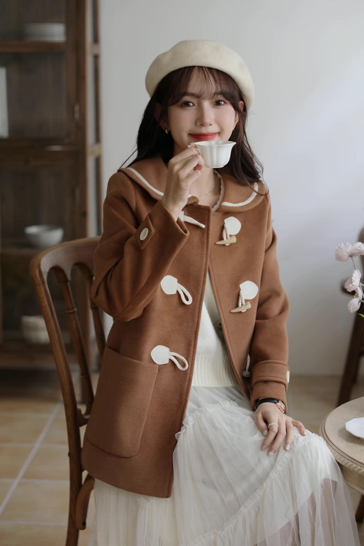 Peter Pan Collar Toggle Duffle Coat (2 Colors)