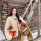 Round Neck Teddy Jacket (Khaki)