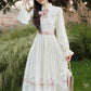 Rosy Bows Midi Dress (White)