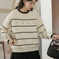 Emily Floral Stripe Sweater (White/Black)