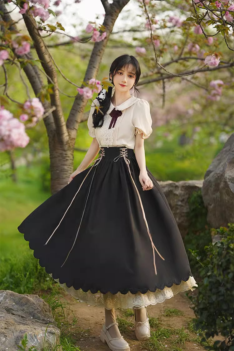 Evergarden Short Sleeve Blouse & Skirt Set (7 Colors)