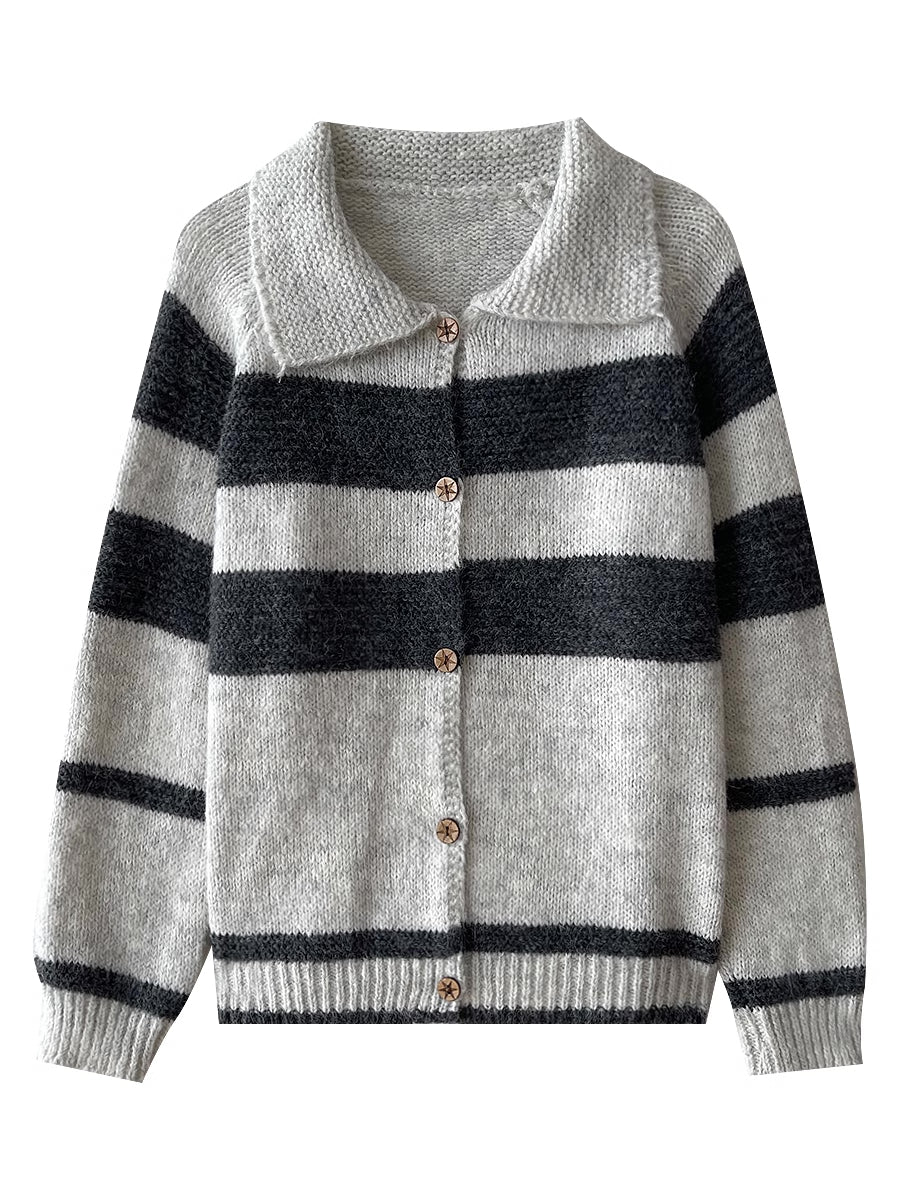 Varsity Stripe Collared Cardigan (3 Colors)