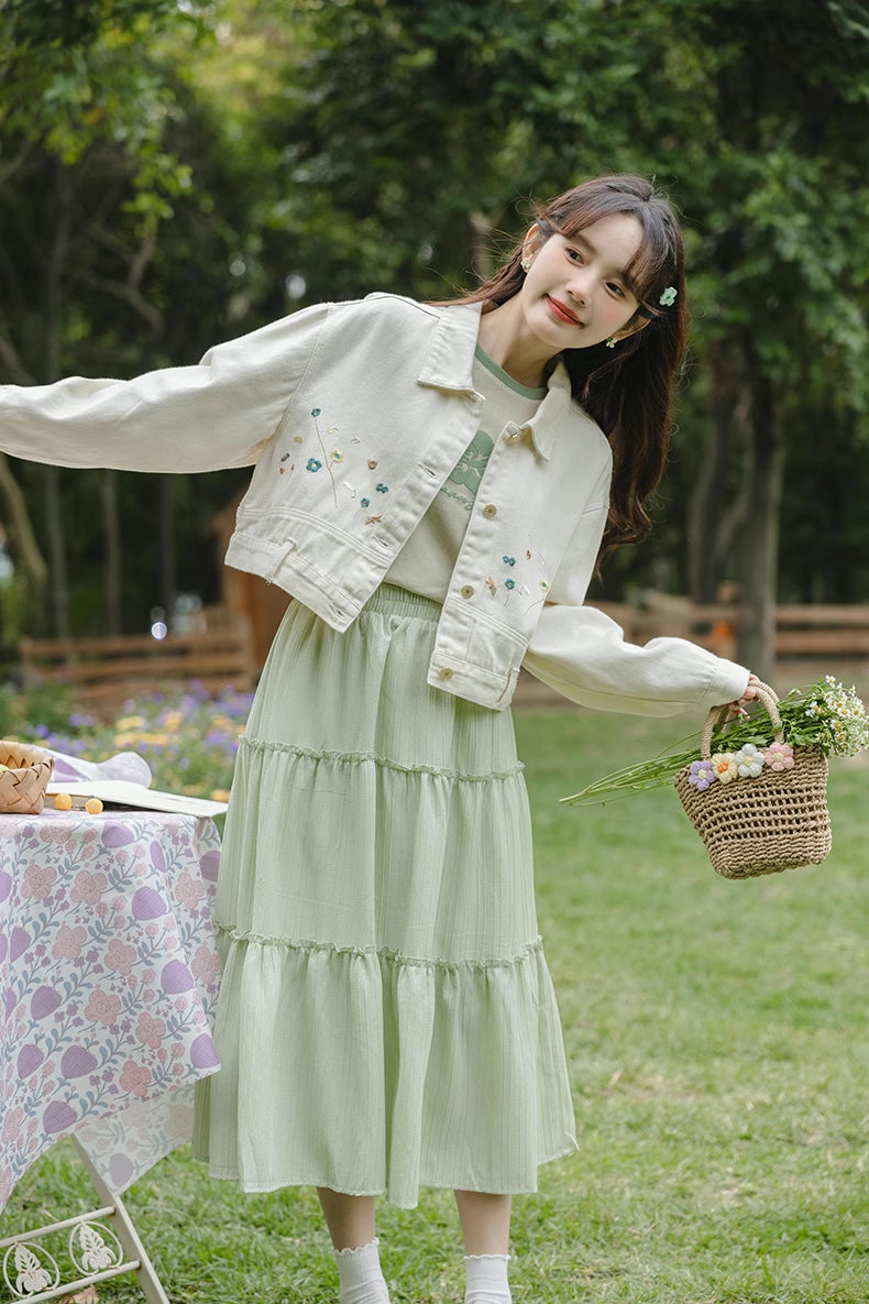Flowers In The Wind Denim Jacket (Cream)
