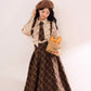 Newsgirl Plaid Suspender Skirt & Blouse Set (2 Colors)