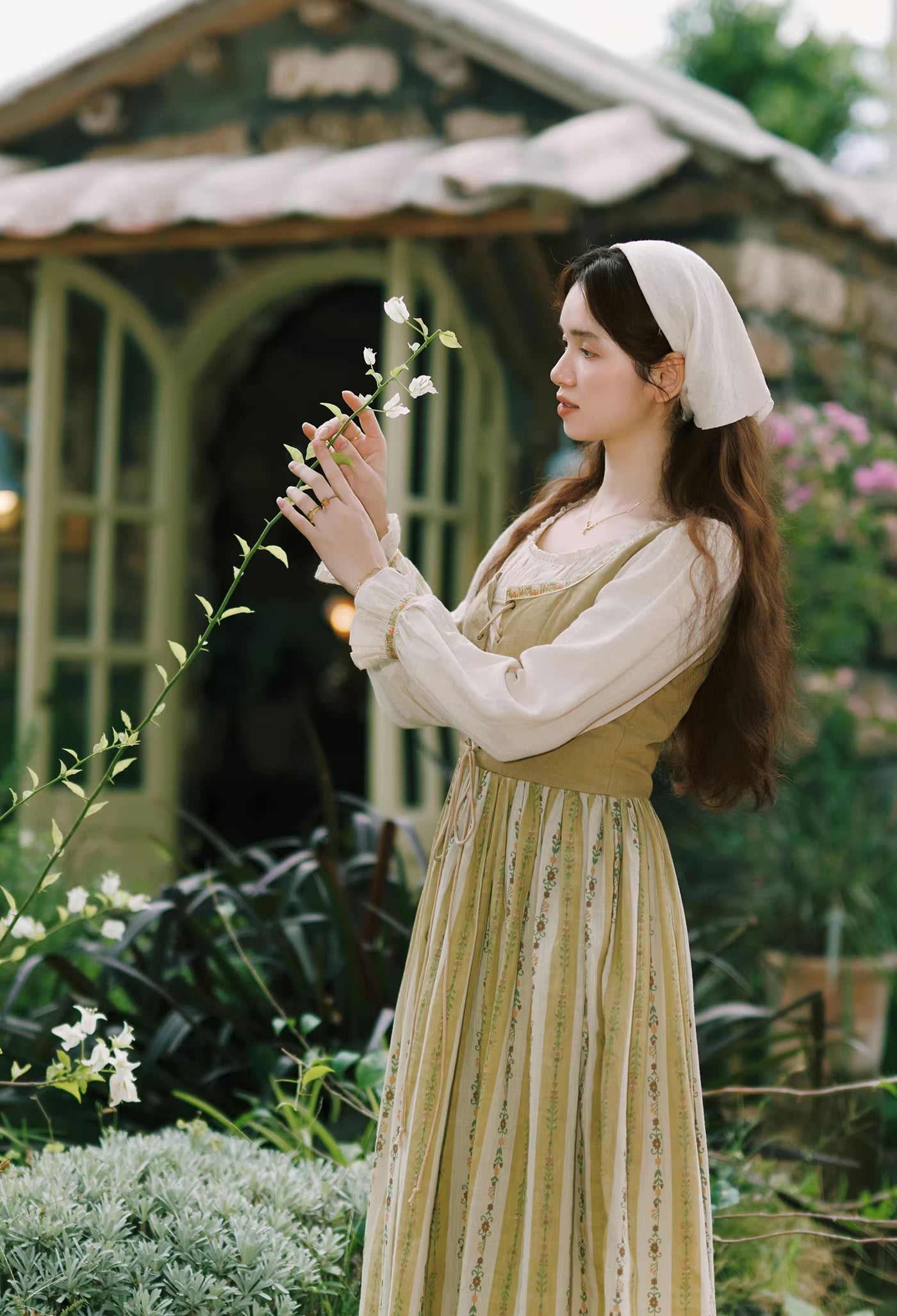 Folklore Faux Two-Piece Corset Dress (Mustard)